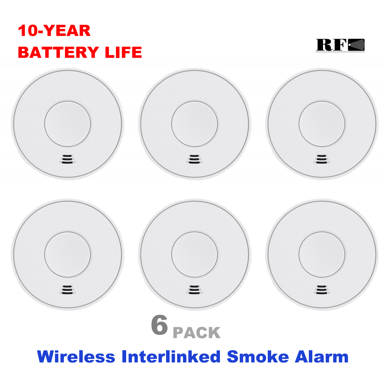 Smoke Detector Interconnected - Mühürlü 10 Yıllık Pilli Kablosuz Bağlantılı